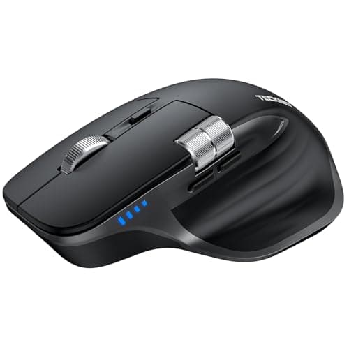TECKNET Wireless Mouse, Bluetooth Mouse (BT5.3/5.0 & 2.4G) Rechargeable Ergonomic Optical Mouse with 6 Adjustable DPI, Side Scroll, Quiet Clicks, USB A Receiver, 7 Buttons, Wide Compatibility - Black