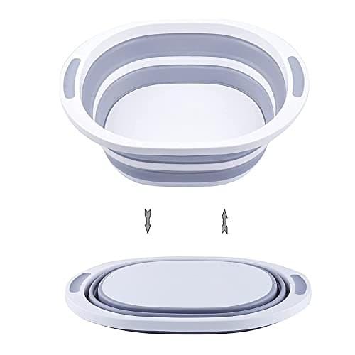 AAKitchen Collapsible Portable Wash Basin and Chop Board Sink for RV Trailers Camping - Foldable Dishpan Tub
