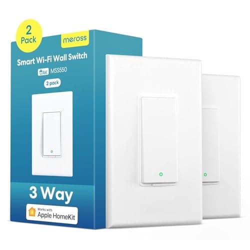 meross 3-Way Smart Single Pole Light Switch, Neutral Wire Required, Remote and Voice Control, Compatible with Apple HomeKit, Alexa, Google Home and SmartThings, 2.4GHz Wi-Fi Required