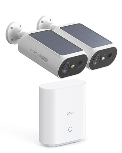 AOSU Solar Security Cameras Wireless Outdoor, 2 Cam-Kit, No Subscription Required, Local Storage, Home Security Cameras System with Solar Panel, 2K Color Night Vision, 5G & 2.4G WiFi