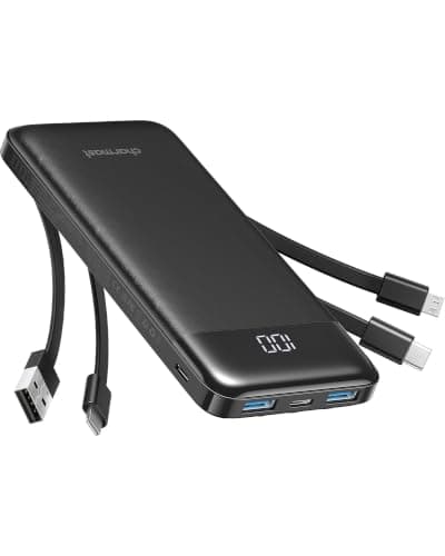 Charmast Power Bank with Built in 4 Cables, 10000mAh Portable Charger