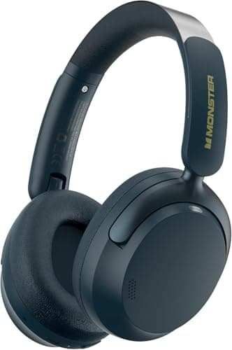 Monster Persona 3rd ANC Headphones,Noise Cancelling Over Ear Bluetooth Headphones, Comfortable Wireless Headphones with 70 Hours Battery, Built-in Microphone for Calls, Foldable Design Blue