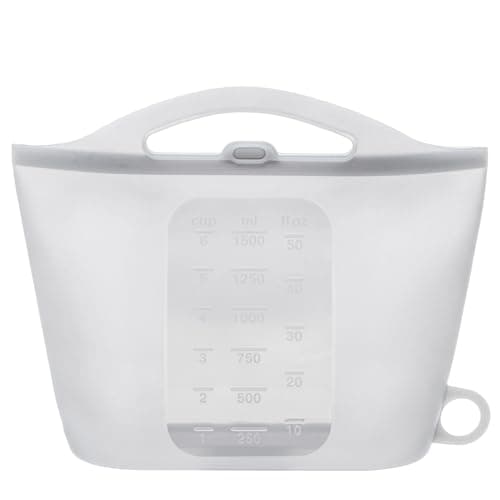 Silicone Steam Sanitizing Bag for Travel, 1.5L Microwave Reusable Steam Bags for Baby Bottles, Accessories, Breastpump,Fruit Vegetable Storage Fresh Keeping Bag for Home and Travel, Gray,1 Pack
