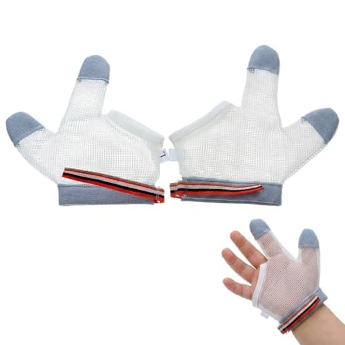 Kisangel 1 Pair Anti-Eating Gloves Kids Thumb Sucking Gloves Toddler Thumb Sucking Stop Guard for Baby Nylon Breathable