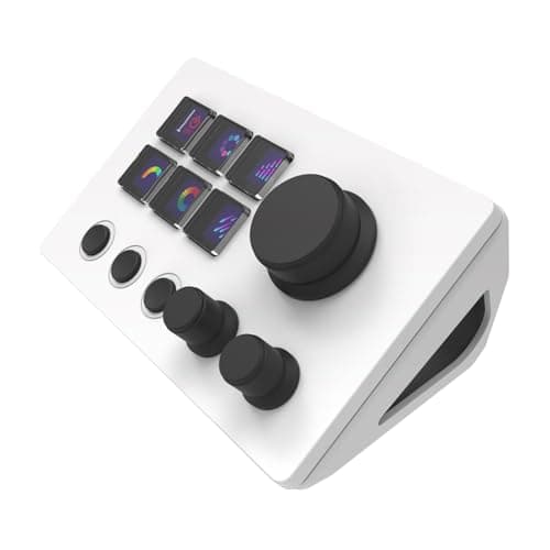 Studio Deck with Knobs, Stream Controller Trigger Actions in Apps Software for OBS for Twitch for YouTube, Custom Console for Photo and Video Editing, Live Streaming (White)