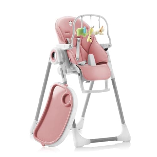 Sweety Fox Baby High Chair Adjustable to 7 Different Heights - Pink Baby Chair - Foldable High Chairs for Babies and Toddlers