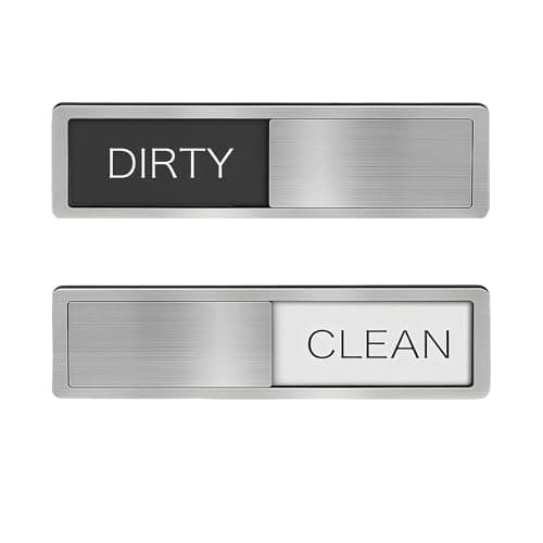 Dishwasher Clean Dirty Sign, Clean Dirty Dishwashers Magnet, Magnet that Says Clean or Dirty for Dishwasher and Kitchen Organization, Easy to Read Non-Scratch Magnetic Silver Indicator Sign