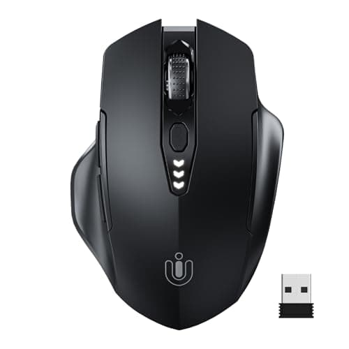 Wireless Mouse,[Upgraded] 2.4GHz Rechargeable Mouse(Battery Level Visible) Ergonomic Computer Mouse,4 Levels DPI, Wireless Mouse for Laptop PC Computer(Matte Black)