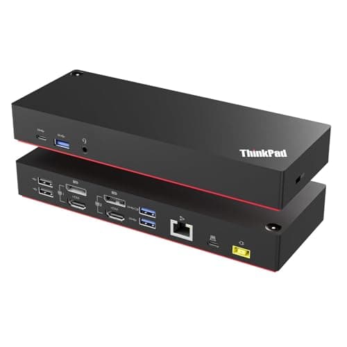 ThinkPad 40AF0135 Hybrid Universal USB-C with USB-A Adapter Docking Station for Lenovo Laptops, Dual Monitor, Comes with ITSPWR 4K HDMI Cable + DP Cable + Cleaning Cloth