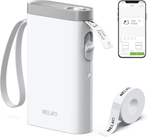 Nelko P21 Label Maker Machine with Tape, Bluetooth Label Printer, White