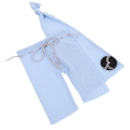 Artibetter Newborn Photography Outfit Set for Babies Kitted Fabric Pants and Wooden Button Knot Hat, Soft