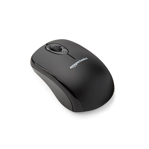 Amazon Basics Wireless Computer Mouse with Nano Receiver, Black
