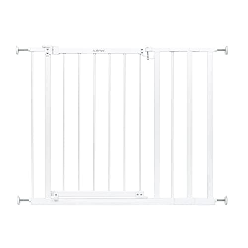 Summer Infant Everywhere Extra Wide Walk-thru Safety Baby Gate, Fits Openings 28.75-39.75” Wide, White Metal, for Doorways and Stairways, 30” Tall