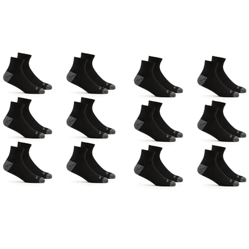 Fruit of the Loom mens 12 Pair Pack Dual Defense Cushioned Casual Sock, Black, 6-12