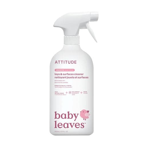 ATTITUDE Baby & Kids Toy Cleaner Spray, EWG Verified, Multi-Surface Cleaner for Toys, High Chairs & Play Areas, Naturally Derived, Vegan, Unscented, 800 mL