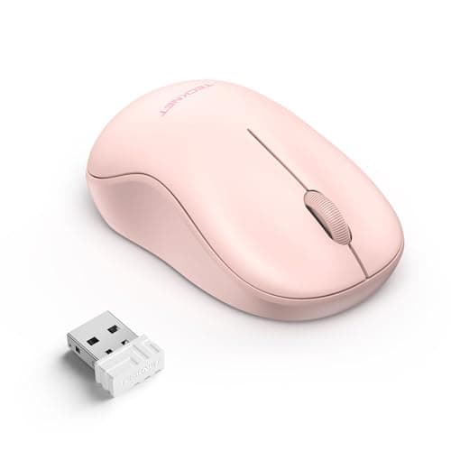 TECKNET Wireless Mouse for Laptop, 2.4G Silent Mouse Quiet Click, Small Portable Computer Mouse, 5 DPI Levels, Cordless Mice for PC, Chromebook, Mac - Pink
