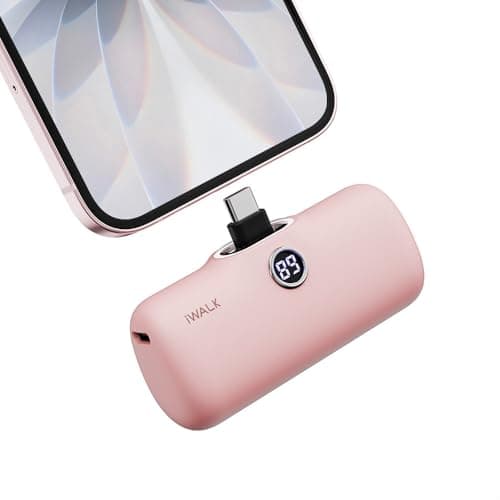 iWALK Portable Charger for iPhone 17/16/15, 4800mAh Portable Charger USB C 20W Powerbank Fast Charging, Mini Wireless Power Bank for iPhone 17/16/15 Series Samsung S22/23 Series Andriod, Pink