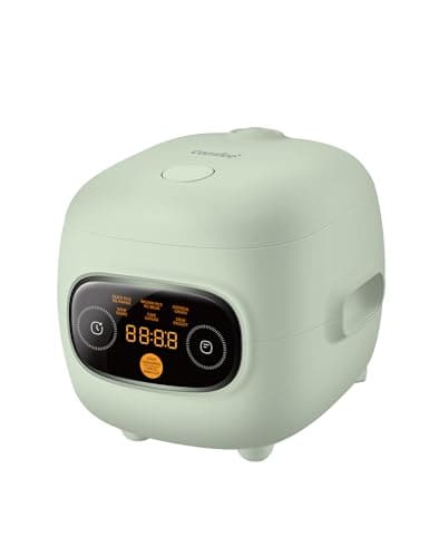 COMFEE' Mini Rice Cooker 4 Cups Cooked/2 Cups Uncooked, Portable Non-Stick rice maker, 24 hours Timer Delay, 6 Functions, Fast Cooker, Brown Rice, Oatmeal, Sage Green Color