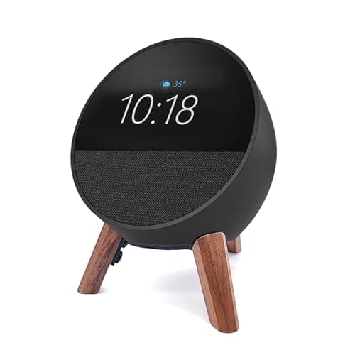 Counlisha Real Wood Stand for Echo spot (2024 Released) Smart Alarm Clock,Tripod Mount Accessories Protect Alexa spot for Better Sound,Secure Stable Wooden Holder for spot Speaker (Walnut)