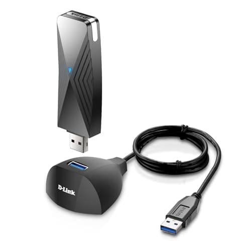 D-Link USB WiFi 6 Adapter AX1800 USB 3.0 Dual Band Long Range MU-MIMO Wireless Internet Network for Desktop PC Laptop Windows (DWA-X1850-B1-CA)