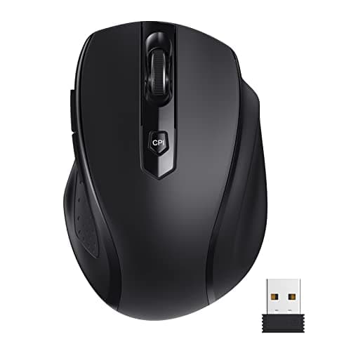 JILCAS Wireless Mouse, 2.4G Computer Mouse Wireless 6 Buttons, 2400DPI USB Mouse for Laptop, PC, Chromebook, MacBook, Black