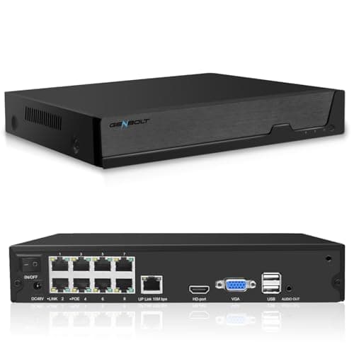 GENBOLT 4K PoE NVR, 10 Channel CCTV Camera System Network Video Recorder, Supports 8MP/ 5MP/4MP/1080P HD PoE IP Camera, 24/7 Surveillance Recording(No Hard Drive)