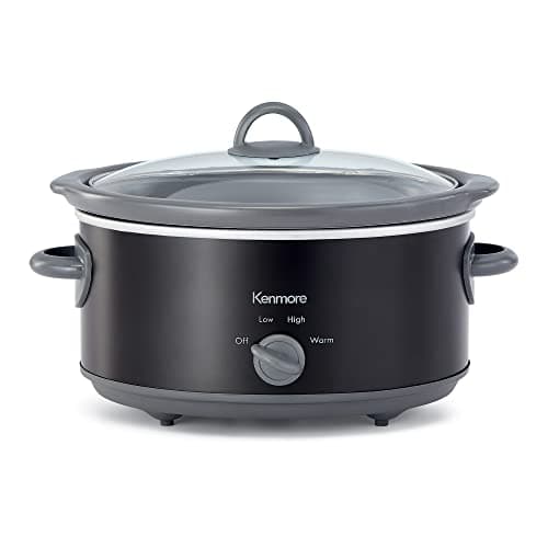 Kenmore 5 Quart Slow Cooker - Programmable Settings, Locking Lid, Dishwasher-Safe Stoneware Insert – Mini Crock pot for Stew, Soup, Roast, Compatible with Crock Pot Liners