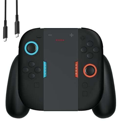 Surge Rechargeable Pro Controller Grip for Switch 2 Joy-Con Controllers - Built-in 1,200mAh Battery, Play & Charge Functionality, Magnetic Connection, Ergonomic Handles