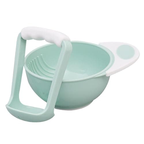 Baby Food Masher Bowl Set, Heat-Resistant Portable Plastic Puree Maker with Non-Slip Handle for New Parents