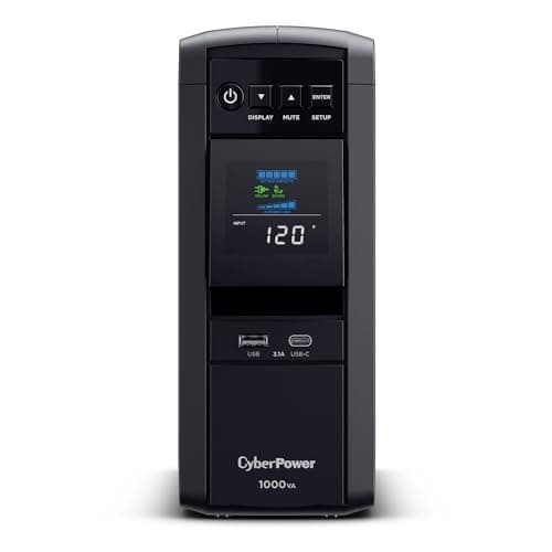 CyberPower CP1000PFCLCD PFC Sinewave UPS System, 1000VA/600W, 10 Outlets, AVR, Mini-Tower