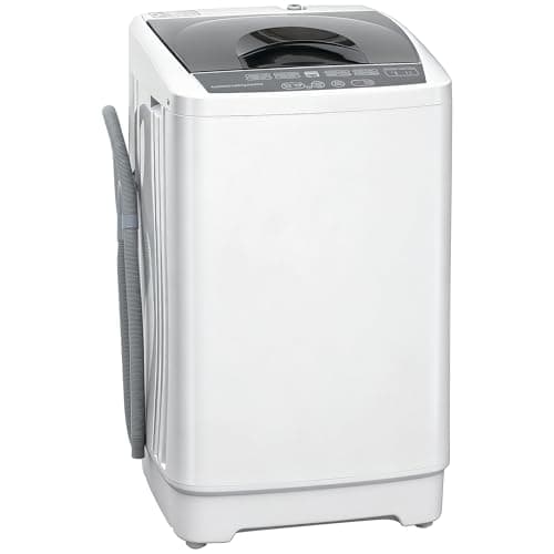 HOMCOM 1.3 Cu. Ft. Portable Washing Machine, 9.9 lb Full Automatic Compact Washer with 8 Programs, 6 Water Levels, LED Display, Child Lock, Drain Pump for Apartments, RVs, White