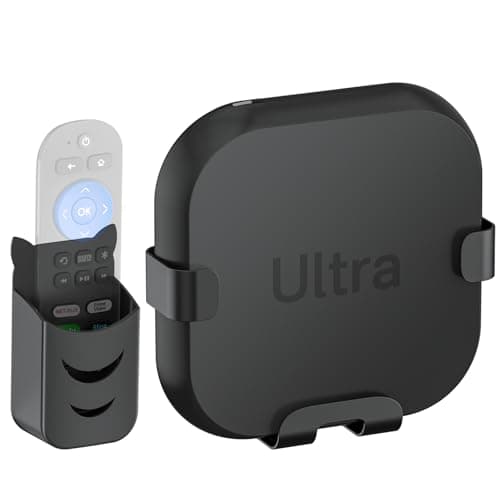 Metal Streaming Device Holder for Roku Ultra Mount to Mounted Back of TV or On The Wall with Remote Holder - Space Saving Mount for Roku Ultra Holder (Compatible with All Roku Ultra Models)