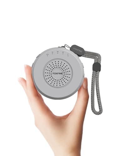 FOXFINE Portable Sound Machine, Travel White Noise Machine with 36 Soothing Sounds, Focus Light & Headphone Jack, Timer & Memory for Sleeping, Baby, Adults, Gray