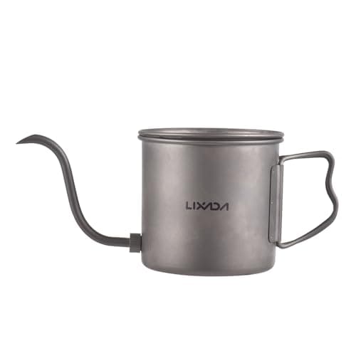 mewmewcat 400ml Pour Over Kettle Gooseneck Coffee Kettle Ti Folding Handle Water Kettle with Lid,Ti Pour Over Kettle