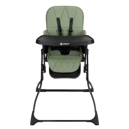 Safety 1st Lily High Chair - Compact Fold, Lightweight Design, Easy Clean, Modern Style - Mineral Green