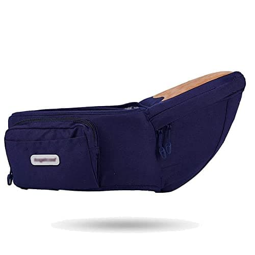 ANGELBB Baby Hip Seat Carrier with Pockets Ergonomic Infant Waist Stool Adjustable Belt Multiple Safe Guaranteed Fabric Anti-Slip Lightweight for Newborn Shower (Blue)