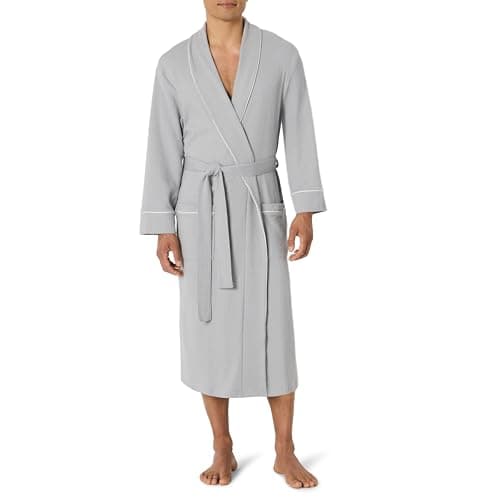 Amazon Essentials Men's Waffle Shawl Robe, -Light Grey, XL/XXL