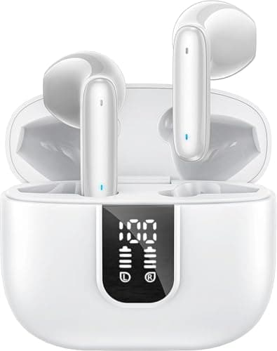 Wireless Earbuds Bluetooth 5.3 with ENC Noise Cancellation, 60H Playtime HiFi Stereo, IPX5 Waterproof in-Ear Earphones, Comfort Fit for Workout Running, USB-C Fast Charging Case (White)