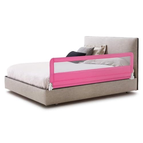 HONEY JOY Bed Rail for Toddlers, 71-in Extra Long, Portable Safety Bed Guardrail w/Double Safety Child Lock, Foldable Baby Bed Rail Guard, Fit King & Queen Full Twin Size Bed Mattress (Pink, 1 Pack)