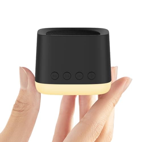 Portable Mini White Noise Sound Machine for Travel – Amber Breathing Night Light, 16 Soothing Sounds, 30-Hour Rechargeable Battery, Timer & Memory for Baby, Adult Sleep, Office Privacy (Black)