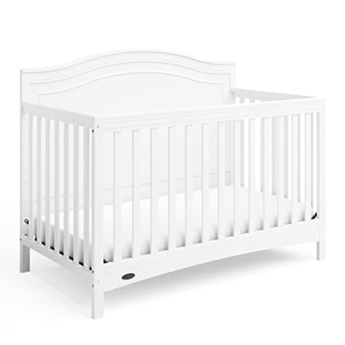 Graco Paris 4-in-1 Convertible Crib - Elegant Detailed Headboard, Converts to Toddler Bed, Daybed, Full-Size Bed, Non-Toxic Finish, Expert Tested for Safer Sleep, Fits Standard Crib Mattress, White
