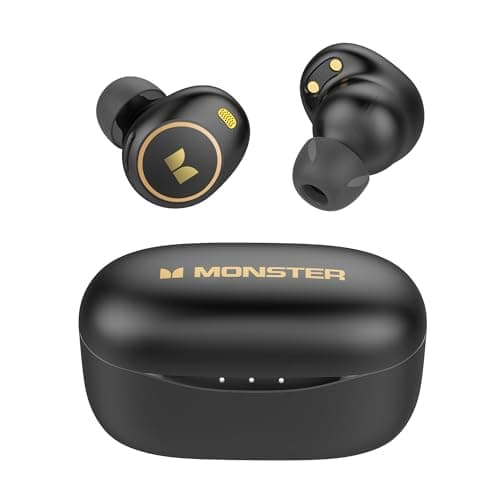 Monster Wireless Earbuds, Achieve 300 AirLinks Bluetooth Headphones Touch Control with Charging Case, Bluetooth Earbuds, Black