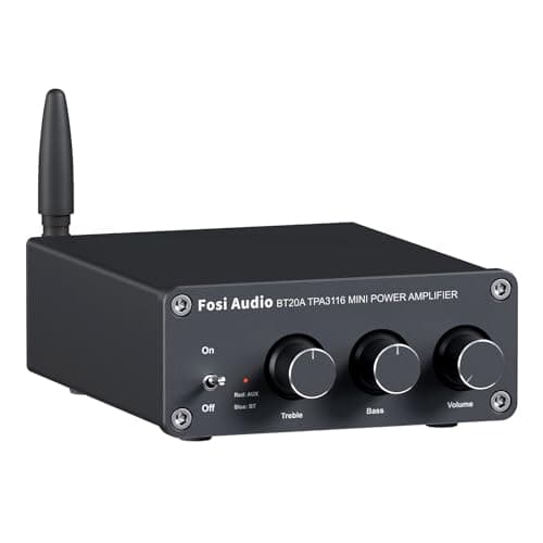 Fosi Audio BT20A Bluetooth Stereo Amplifier, 2 Channel Home Audio Component Amplifiers for Passive Speakers, Mini Class D Amp Receiver 200W for Indoor, Outdoor, Garage, Ceiling, Bookshelf Speaker