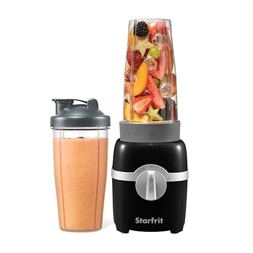 Starfrit Personal Blender, Two 828ml Cups, High, Low & Pulse Modes, 300W, Black