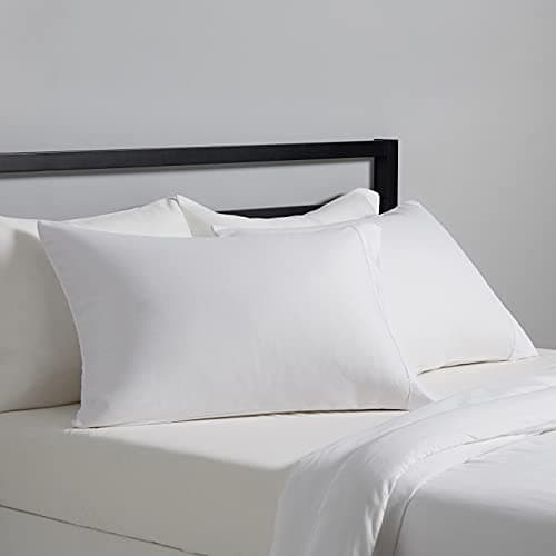 Amazon Basics Lightweight Super Soft Easy Care Microfiber Pillowcases, Standard, Bright White, Pack of 2, 30" L x 20" W, Pillows Not Included