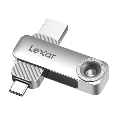 Lexar D50E 128GB Solid State Dual Drive, USB Flash Drive Up to 400MB/s Read, 360MB/s Write High-Performance, USB-C & USB-A Port, Metal Housing Swivel Design, Compatible with iPhone 17, Android, PC