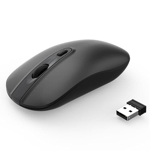 Wireless Computer Mouse, cimetech 2.4G Slim Cordless Mouse Less Noise for Laptop Ergonomic Optical with Nano Receiver USB Mouse for Laptop, Deskbtop, MacBook (BAT Black)