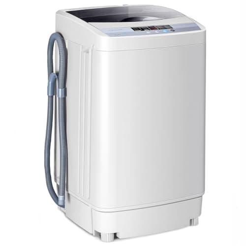 RELAX4LIFE Full-Automatic Washing Machine, 12LBS Capacity Compact Laundry Washer w/10 Programs, 8 Water Levels, LED Display & Drain Pump, 1.34Cu.Ft Portable Washer & Dryer Combo for Apartment Dorm RV