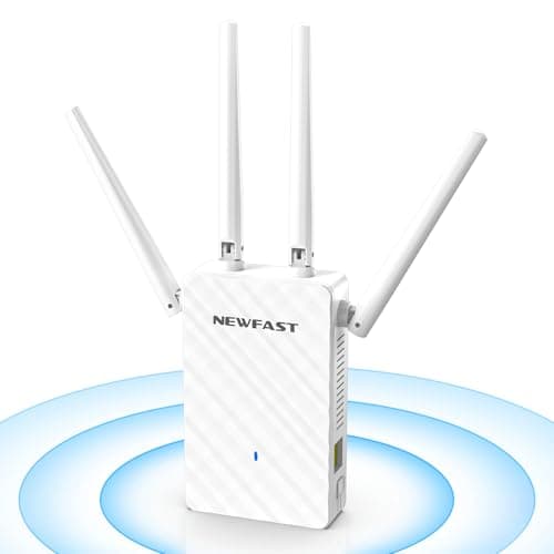 NEWFAST 2026 WiFi Range Extender,Wireless Repeater for Home with 4 Rotating Antennas,MU-MIMO,4X Faster,Covers Up to 9,800 Sq.ft and Support 35 Devices,WiFi Signal Booster Support WPS One Key Setup