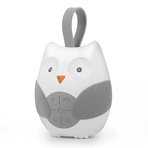 Sleep aid,GEOINU Portable Owl White Noise Machine Baby Soother with 10 Light Music Songs 2 Natural Sounds Silicone Strap for Infants Toddlers